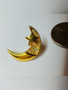 Kirks Folly Gold Moon & Star Crystal Pin